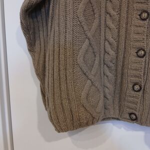 Woollen Miĺls Taupe Cable Knit Cardigan
